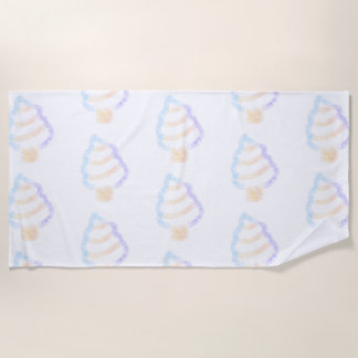 Cute Watercolor Vanilla Ice Cream Beach Towel
