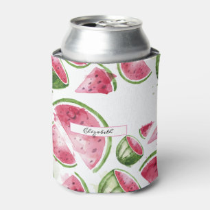 Cute Watercolor Watermelon Can Cooler