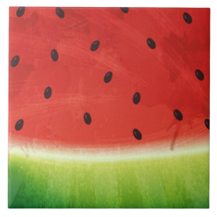 Cute Watercolor Watermelon Giant funny slice Ceramic Tile