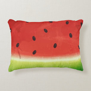 Cute Watercolor Watermelon Giant funny slice Decorative Cushion