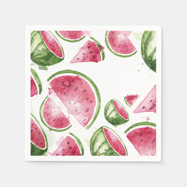 Cute Watercolor Watermelon  Napkin (Front)
