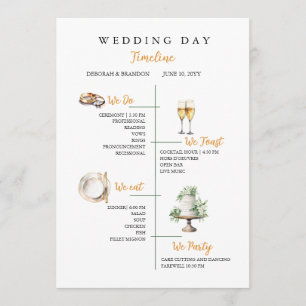 Cute Watercolor Wedding day Timeline Flat Program