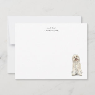 Cute watercolor White Golden Doodle Flat Thank You Card