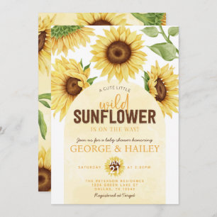 Cute Watercolor Wild Sunflower Baby Shower Invitation