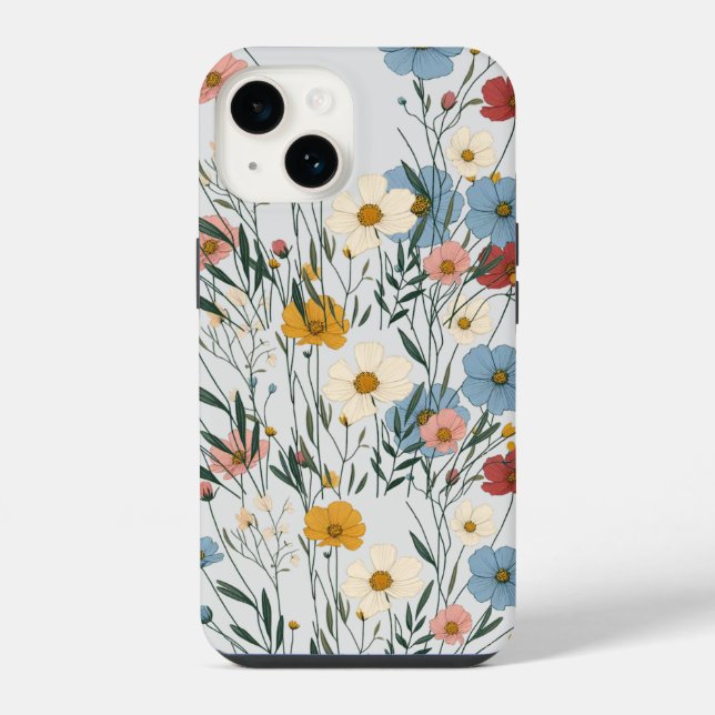 Cute Watercolor wildflower rustic boho  phone case (Back)