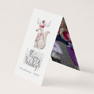 Cute watercolor Winter Fox Christmas photo