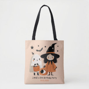 Cute Watercolor Witch& Ghost Halloween Party Tote Bag