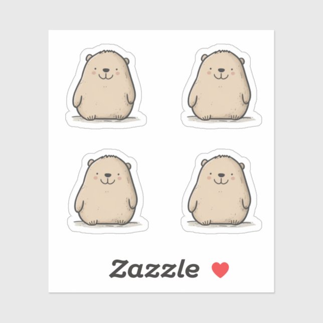Cute Watercolor Wombat Sticker (Sheet)