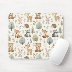 Cute Watercolor Woodland Animals - Cottagecore Mouse Pad