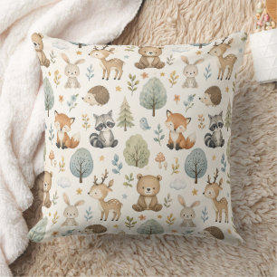 Cute Watercolor Woodland Animals - Nursery Cushion