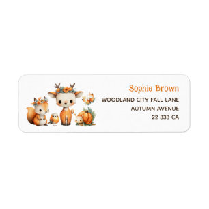 Cute Watercolor Woodland Animals Return Address  Label