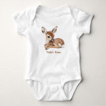 Cute Watercolor Woodland Deer Baby Bodysuit