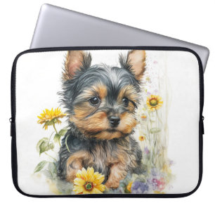 CUTE WATERCOLOR YORKSHIRE TERRIER PUPPY DOG LAPTOP SLEEVE
