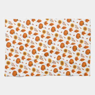Cute Watercolour Autumn Harvest Tea Towel