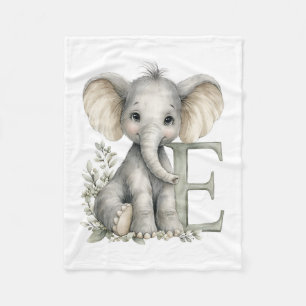 Cute watercolour baby animal alphabet Elephant Fleece Blanket