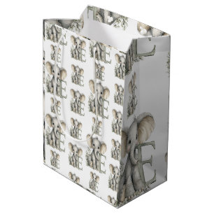Cute watercolour baby animal alphabet Elephant Medium Gift Bag