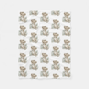 Cute watercolour baby animal alphabet fleece blanket