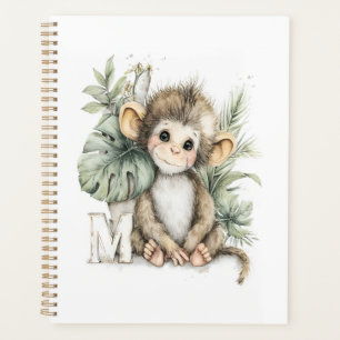Cute watercolour baby animal alphabet monkey planner