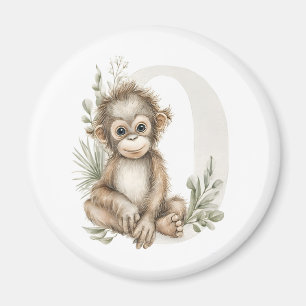 Cute watercolour baby animal alphabet Orangutan Magnet