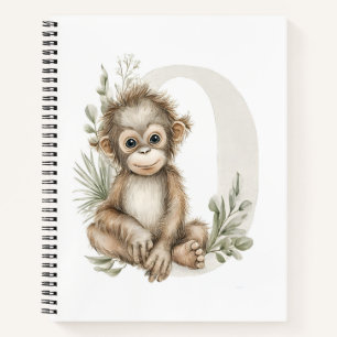Cute watercolour baby animal alphabet Orangutan Notebook