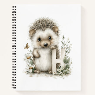 Cute Watercolour Baby Animals Alphabet Hedgehog Notebook