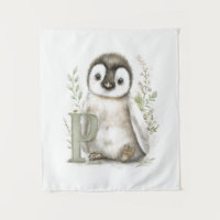 Cute Watercolour Baby Animals Alphabet Penguin
