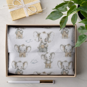 Cute watercolour baby boy elephants illustration tissue paper