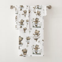 Cute Watercolour Ballerina Bear Design in tutus