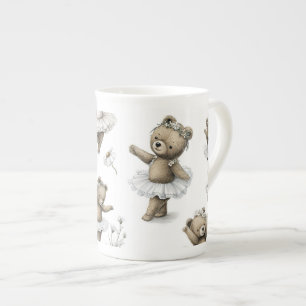 Cute Watercolour Ballerina Bear Design in tutus Bone China Mug