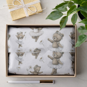 Cute Watercolour Ballerina Bear Design in tutus Tissue Paper