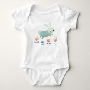 Cute watercolour Bunny & flowers    Baby Bodysuit