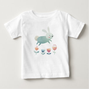 Cute watercolour Bunny & flowers Baby T-Shirt