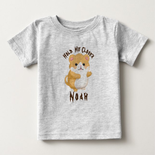 Cute Watercolour Hamster Hold me Closer Custom Baby T-Shirt (Front)