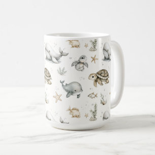 Cute Watercolour Ocean Baby Animals Coffee Mug