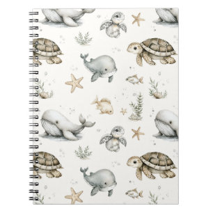 Cute Watercolour Ocean Baby Animals Notebook