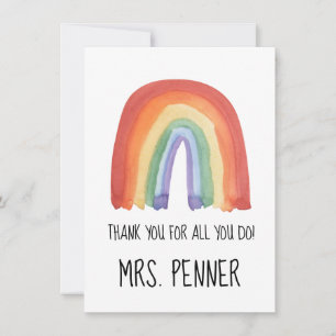 Cute watercolour rainbow thank you gift  keychain card