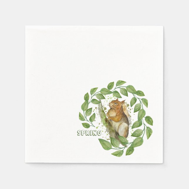 Cute watercolour squirrel napkin (Front)