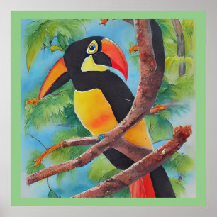 Cute watercolour style Toucan Poster