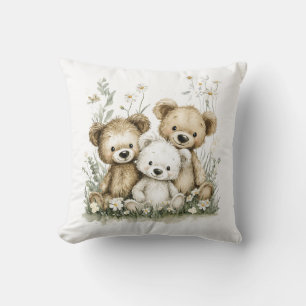 Cute Watercolour Teddy Bear group Cushion