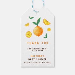 Cute Watercor Citrus Orange Baby Shower Thank You Gift Tags
