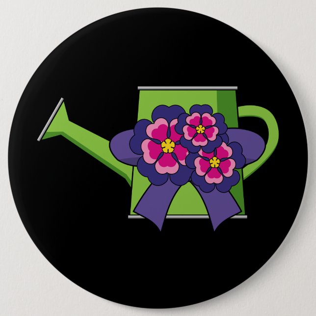 Cute Watering Can with Flowers Bouquet 6 Cm Round Badge (Front)