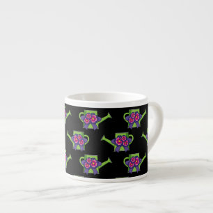 Cute Watering Can with Flowers Bouquet Espresso Cup