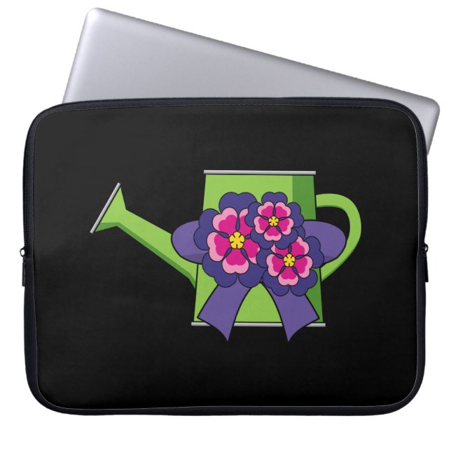 Cute Watering Can with Flowers Bouquet Laptop Sleeve (Front)