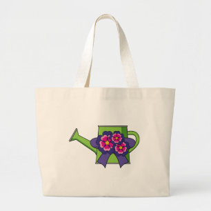 Cute Watering Can with Flowers Bouquet Large Tote Bag