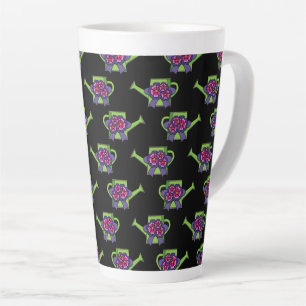 Cute Watering Can with Flowers Bouquet Latte Mug