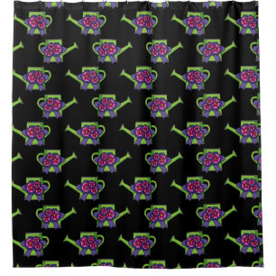 Cute Watering Can with Flowers Bouquet Shower Curtain