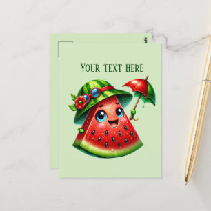 Cute watermelon add text  postcard