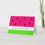 Cute Watermelon Birthday Card<br><div class="desc">A cute watermelon birthday card,  which you can easily personalise with the child's age and name on the front. Inside reads a birthday message which you can also easily change.</div>