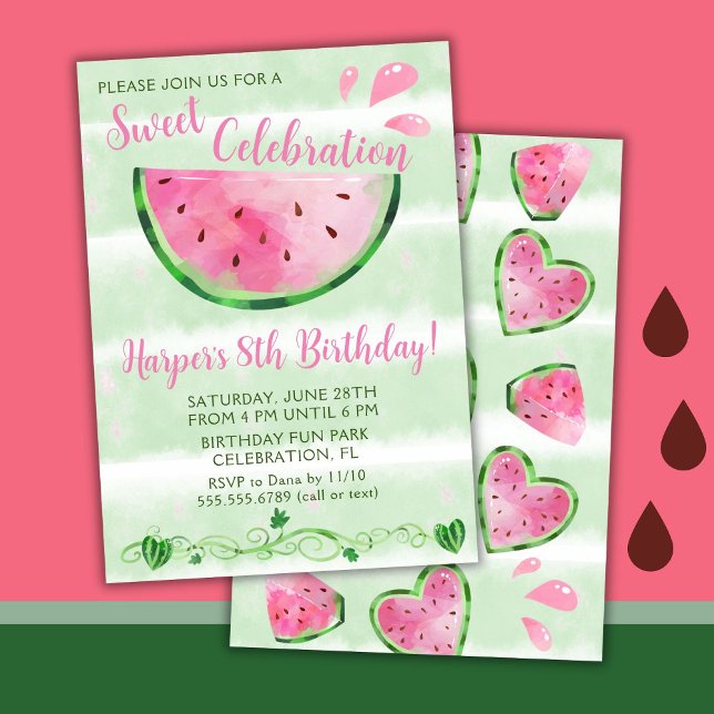Cute Watermelon Birthday Party Invitation (Creator Uploaded)