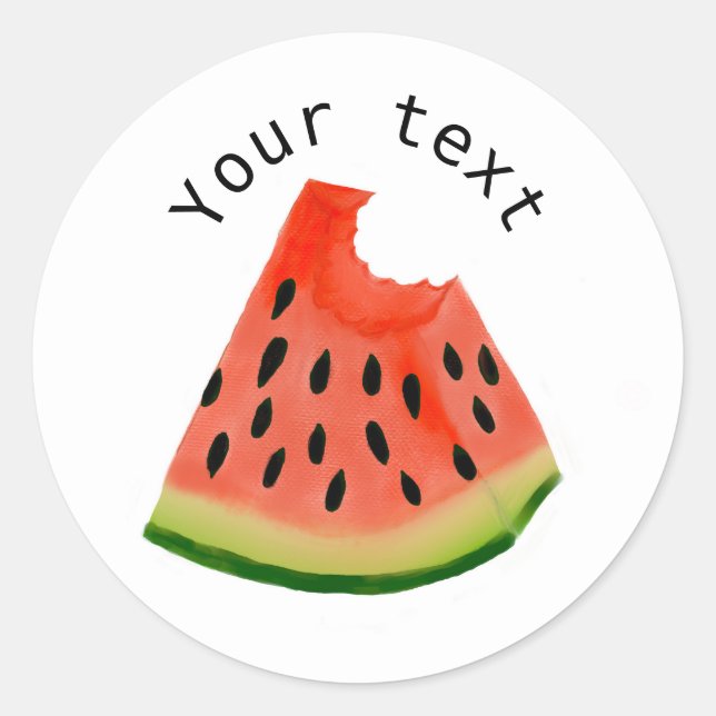 Cute Watermelon Bite Custom Classic Round Sticker (Front)